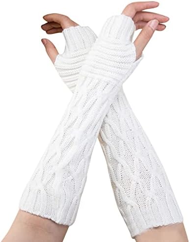 Winter Women Fingerless Gloves with Thumb Hole and Arm Warmers