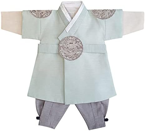 Korean Mint Boy Hanbok 100 Days to 10 Yr Old Traditional Dress