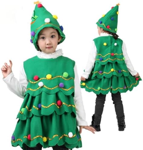 Christmas Tree Costume for Kids Fall Winter Outfit 2Pcs