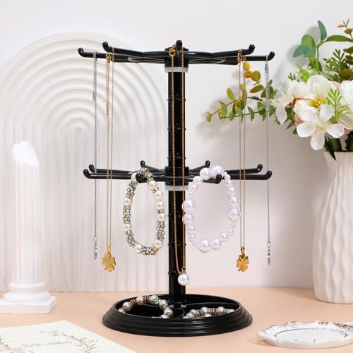 2 Tier Jewelry Stand Black Keychain Holder