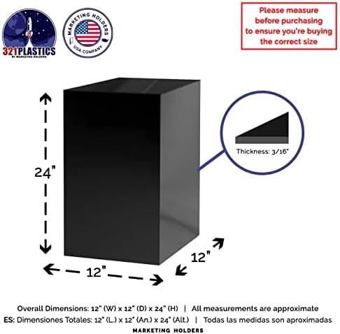 Black Acrylic Display Riser Stand 12x12x24