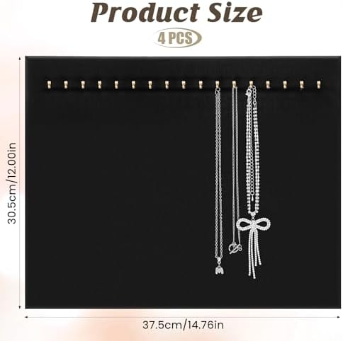 Necklace Display Stand 4 Pack Velvet Hooks Organizer