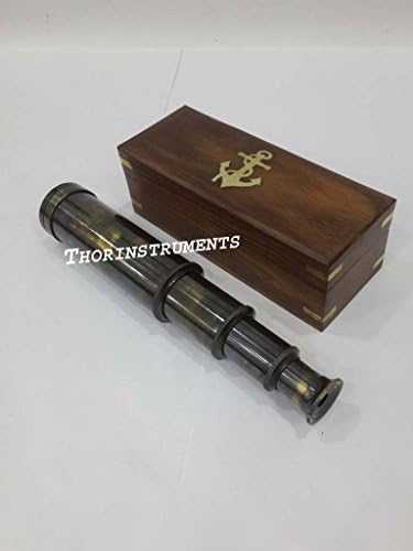 Vintage Nautical Telescope with Wooden Box