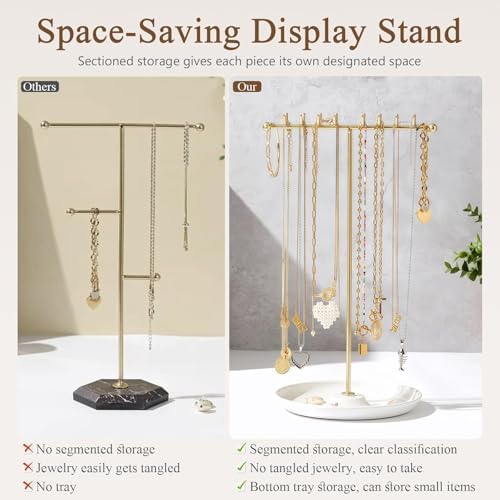 Elegant Jewelry Holder Stand with Base 12 T-Shaped Display Organizer