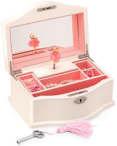 Elle Jewelry Box Wind-Up Music Box with Lock and Mirror