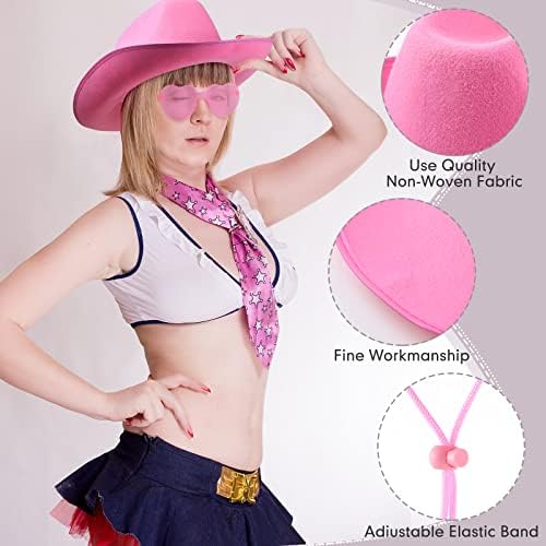 36 Pieces Adult Cowboy Hat with Bandanna and Heart Sunglasses Unisex Western Costume
