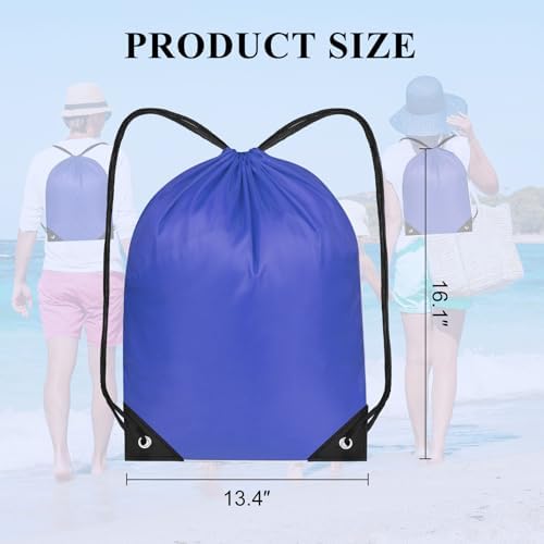 NACHLYNN Royal Blue Drawstring Backpack Bulk 12 Pieces