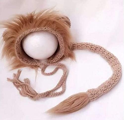 Vemonllas Baby Lion Bonnet Tail Prop Set for Newborn Photography