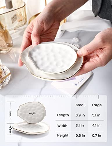 AISBUGUR Jewelry Tray Set of 2 - Large Capacity Jewelry Dish for Rings and More