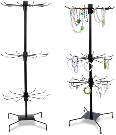 2 Pcs Rotating Jewelry Display Rack with Hooks for Earrings and Necklaces