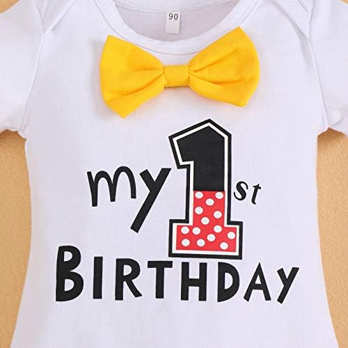IBTOM CASTLE Baby Boys First Birthday Costume Cake Smash Suspenders Bowtie Mouse Ear Outfit