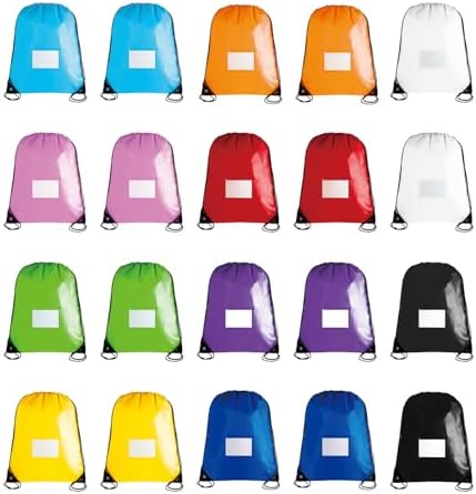 20 Pcs Colorful Drawstring Bags with Cards