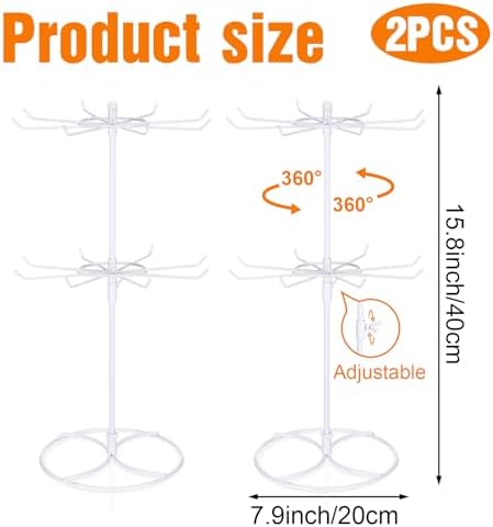 Tandefio 2 Pcs Rotating Jewelry Display Stand with Hooks