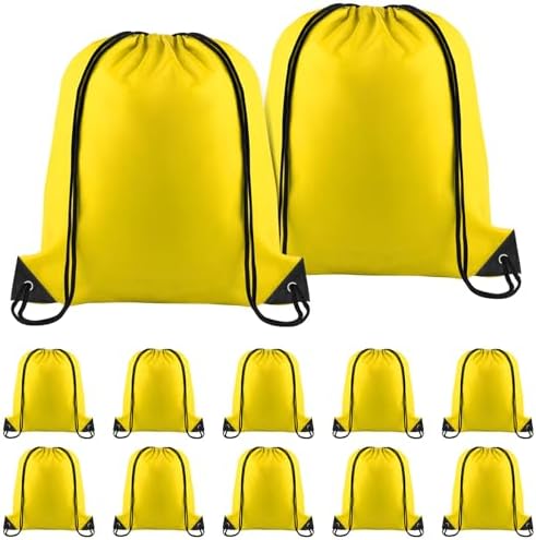 NACHLYNN Drawstring Backpacks 12 Pack Yellow