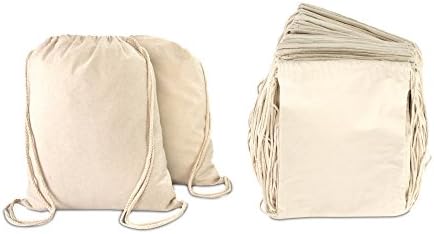 DALIX Canvas Drawstring Backpack 12 Pack Natural