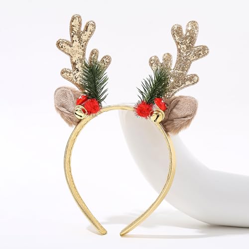 TULOBI Glitter Christmas Elk Headbands for Women and Girls