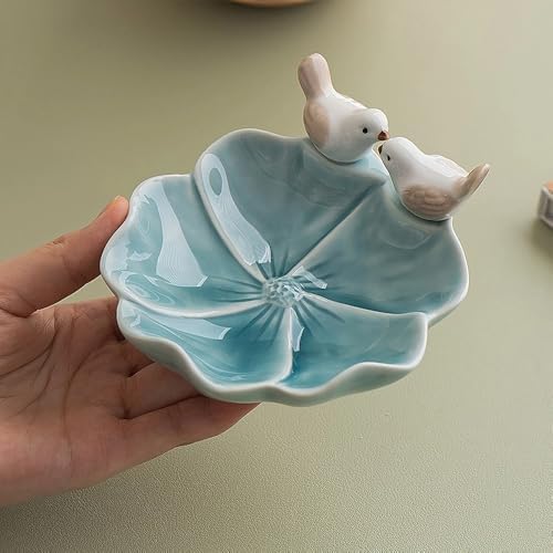 Lotus Ceramic Trinket Dish Green