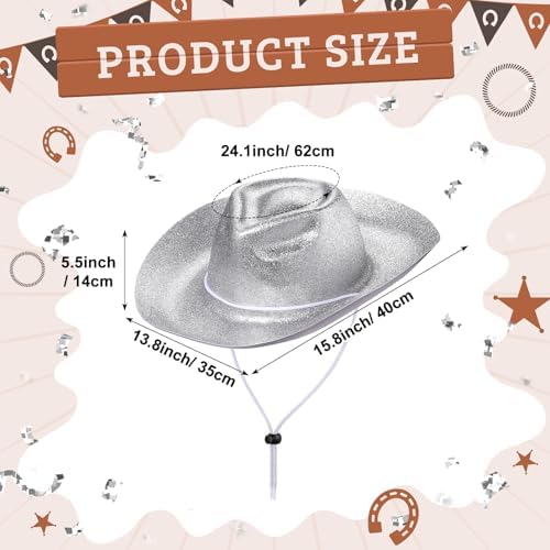 Shyyween Glitter Wide Brimmed Cowgirl Party Hat Set for Men Women