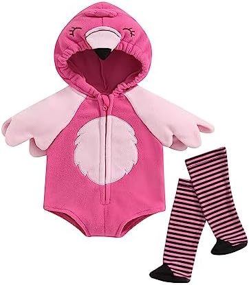 Baby Flamingo Costume Halloween Outfit Fluffy Bodysuit
