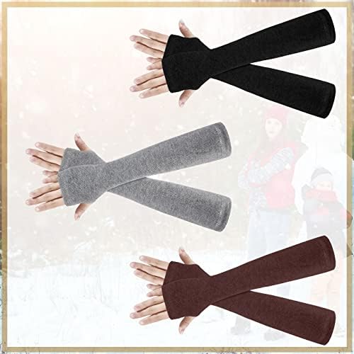 Bememo 3 Pair Fingerless Gloves for Women Winter Arm Warmers