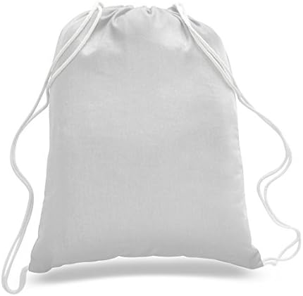 TBF 12 Pack Cotton Canvas Drawstring Bags 14x18
