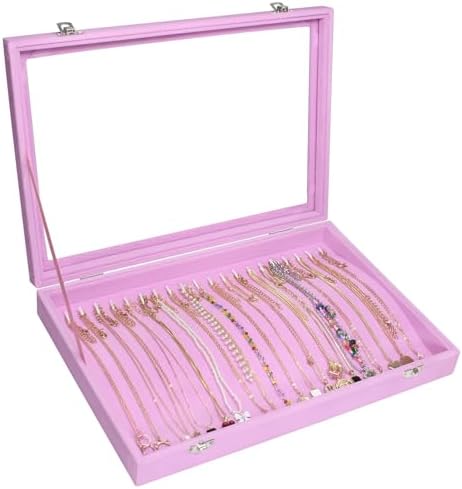 Velvet Necklace Display Jewelry Tray with 20 Hooks