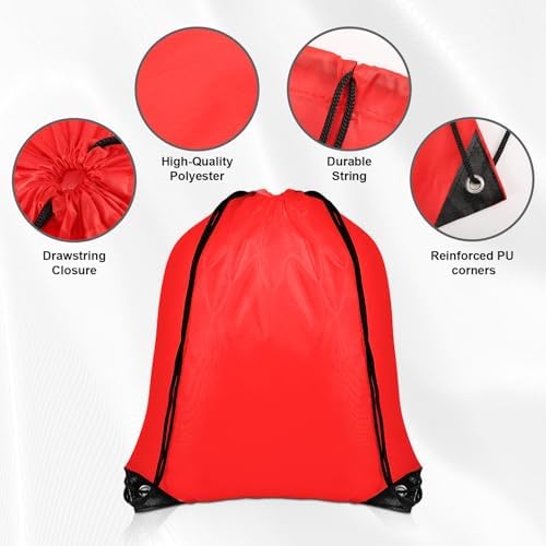 20 Piece Drawstring Backpack Set Black Red