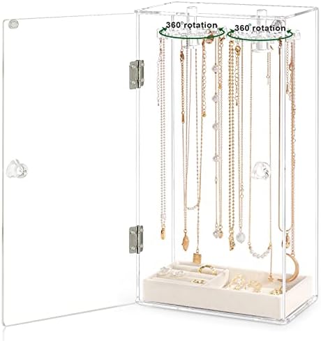 Acrylic Necklace Holder with 24 Rotatable Hooks