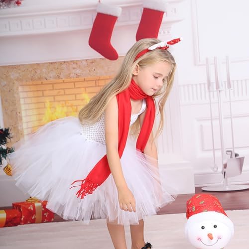 ToddlBy Girls Snowman Christmas Tutu Dress with Scarf and Headband