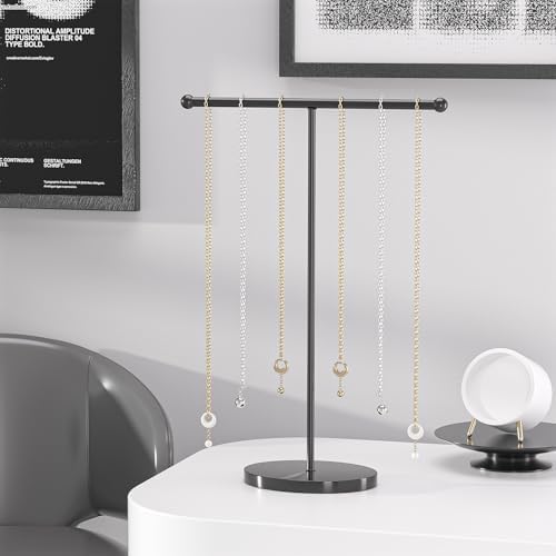 Metal T-Bar Necklace Holder Stand with Acrylic Base