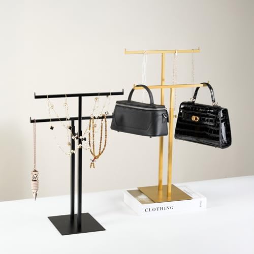 CHAWTALION Purse Stand Jewelry Tower Double T-Shaped Hook Holder