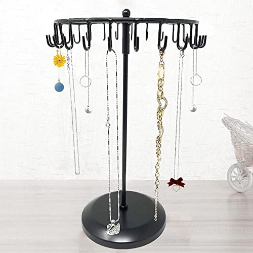 Rotating Jewelry Holder with 23 Hooks Black Stand