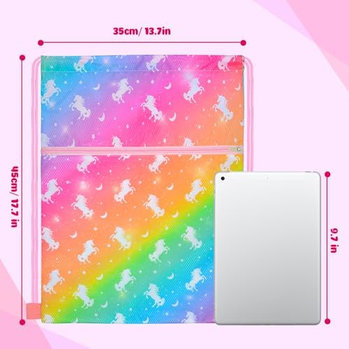 Fiodrimy Drawstring Backpack for Kids Unicorn Print