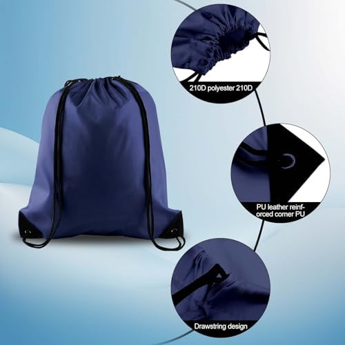 PLULON 15 Pcs Navy Blue Drawstring Bags