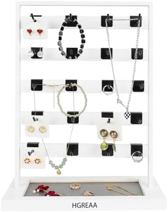 Wooden Jewelry Display Stand with 5 Tiers and 20 Hooks