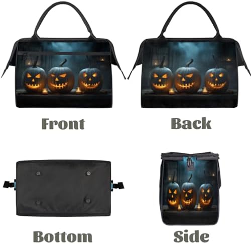Halloween Pumpkins Candle Gym Bag for Men Women Waterproof Travel Duffel with Trolley Sleeve