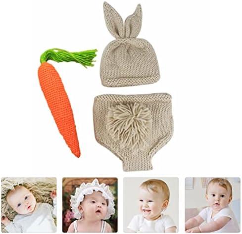 Kisangel Newborn Baby Boy Girl Easter Bunny Crochet Costume Hat Diaper Accessory Set