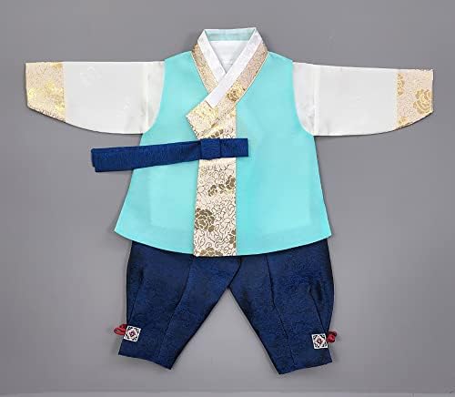 Korean Traditional Hanbok for Baby Boy 1st Birthday Dol Party Aqua Mint