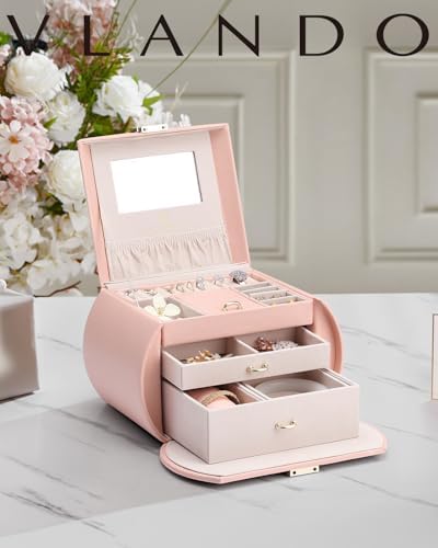 Vlando Princess Style Jewelry Box for Girls Pink