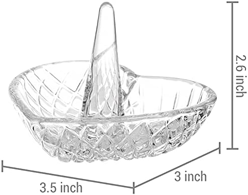 MyGift Clear Glass Ring Cone With Tray Set of 2