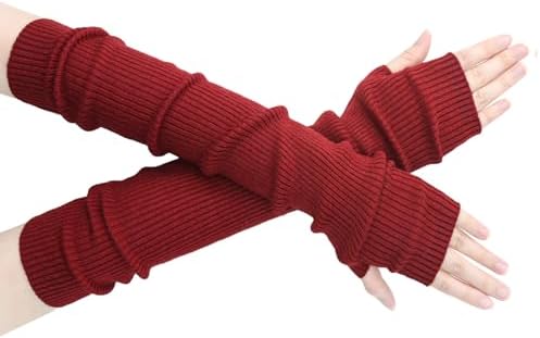 SEYUFN Winter Fingerless Gloves for Women Cashmere Blended Arm Warmers