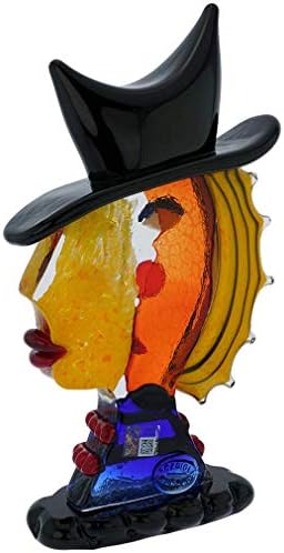 Glass Of Venice Murano Glass Picasso Head of A Woman with Black Hat