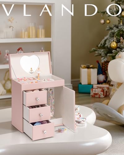 Vlando Musical Jewelry Box for Girls Pink