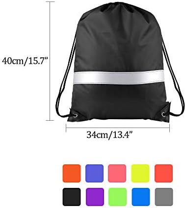 KUUQA 15 Pack Reflective Drawstring Bags for Yoga Gym Travel