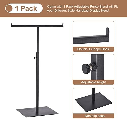 Uxcell T-Shaped Metal Purse Display Stand Adjustable Black