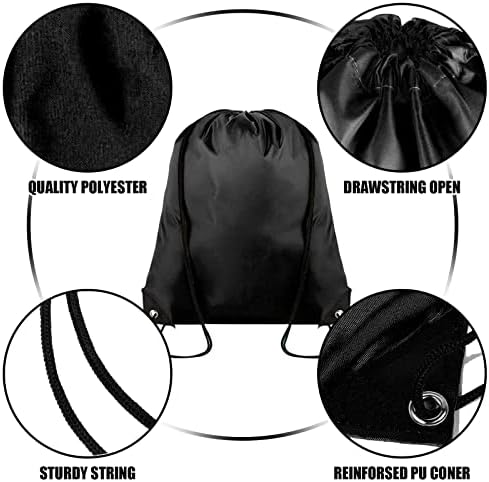 60 Pieces Drawstring Gym Bags for Travel and Party Black