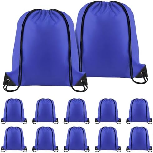 NACHLYNN Royal Blue Drawstring Backpack Bulk 12 Pieces