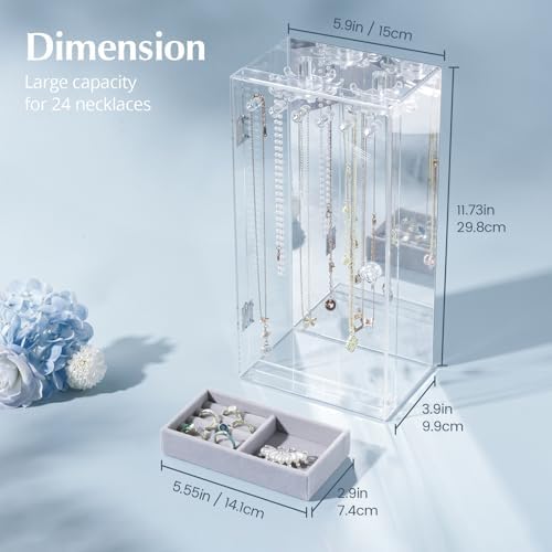 Lolalet Clear Mirror Jewelry Holder Organizer