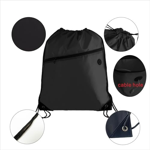 20PCS Drawstring Gym Bag with Front Zip Pocket and 2-Layer Design