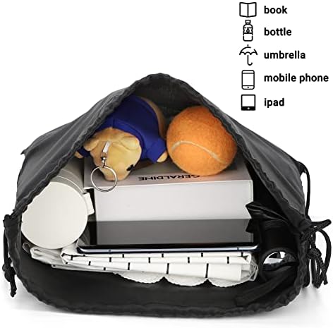 Pack of 12 Black Drawstring Bags for Gym and Travel